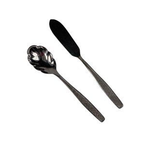 Rogers IS Stainless INS185 Sugar Shell Spoon & Flat Handle Master Butter Knife
